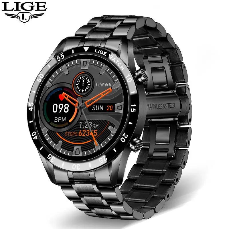 Lige 2024 smart watch men full circle touch screen Bluetooth call men smartwatch waterproof sport activity fitness watch + box