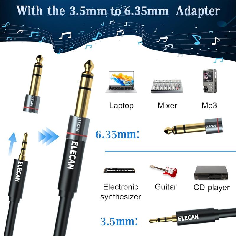 20 Ft 3.5mm TRS to XLR Balanced 3 Pin Male Cable, Stereo Guitar Cord with 1 8 Inch to 1 4 Inch Adapter and Ties, Professional HiFi Audio Connection