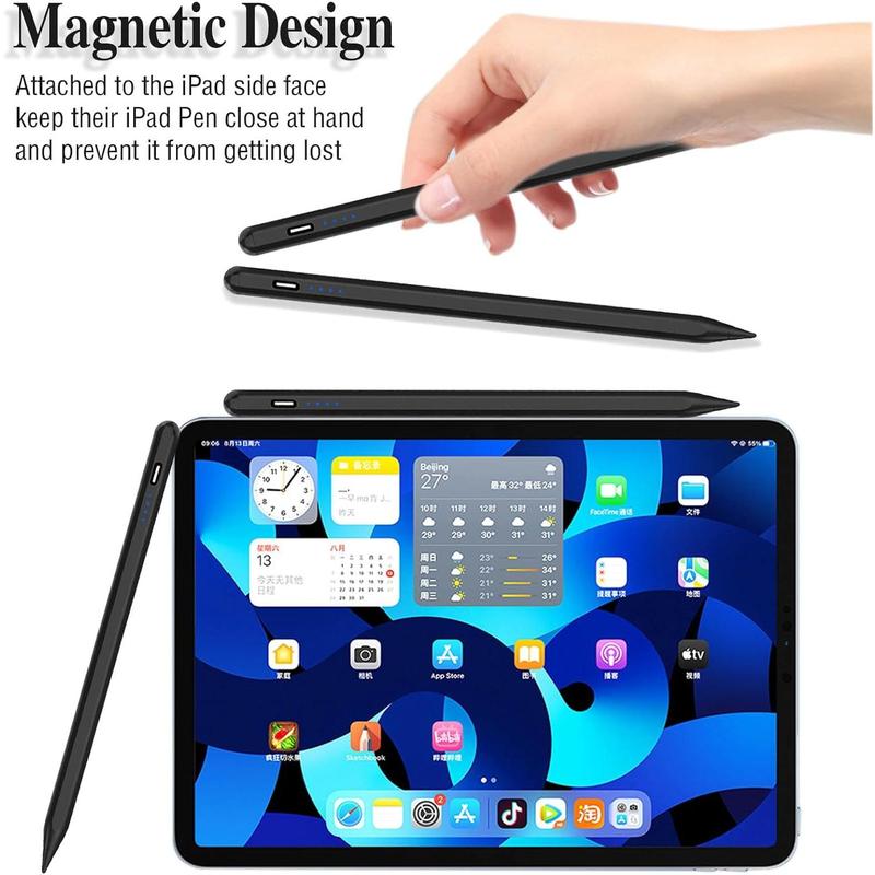 Active Stylus Pens for Touch Screens Rechargeable Tablet Pen POM Tip Magnetic iPad Pencil Universal Stylus Pen for iPad Pro Air Mini iPhone Samsung iOS Android and Other Smartphone Device-Black Accessories Computer