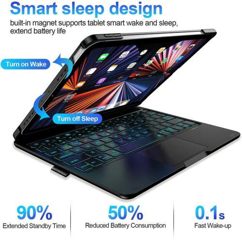 Wireless Bluetooth Touchpad Keyboard Cover for iPad 10th Gen, Smart Backlit Keyboard Case, Tablet Accessories, Multip Color Backlight Rotatable Screen