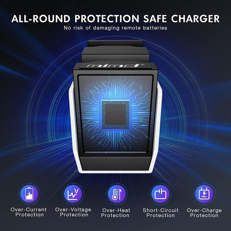 Controller Charger with Protective Chip LED Indicator, 2-Hour Fast & Safe Charging Charging Station for PS5 Controller