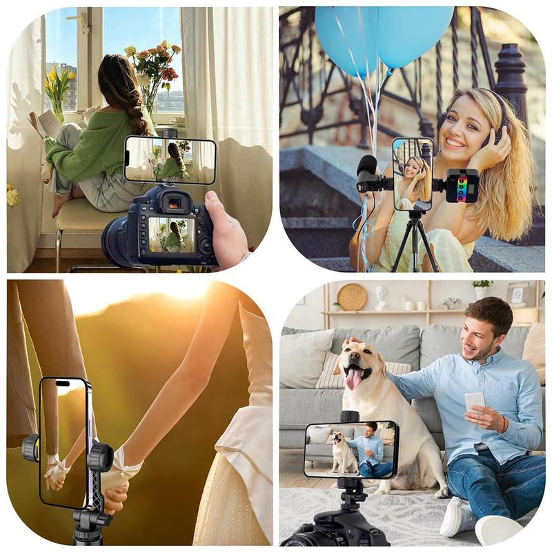 MINIFOCUS Universal Vertical & Horizontal Tripod Phone Holder Adapter, 360° Rotation & Tilt Adjustable Clamp, Smartphone Clamp Adapter for iPhone, Android