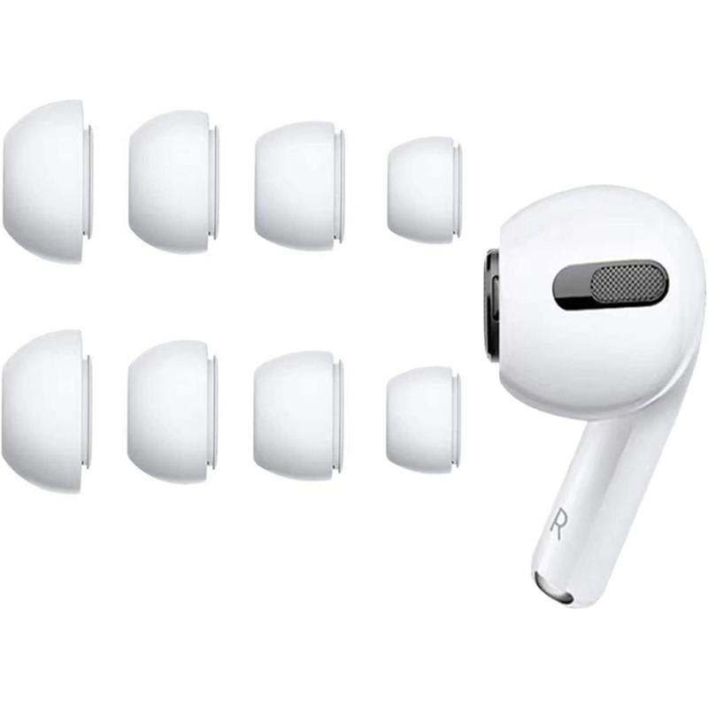 Replacement Ear Tips Compatible with AirPods Pro1 2 [4 Pairs], Silicon EarBuds Tips with Noise Reduction Hole, Fit in The  Case (Sizes XS S M L, White)