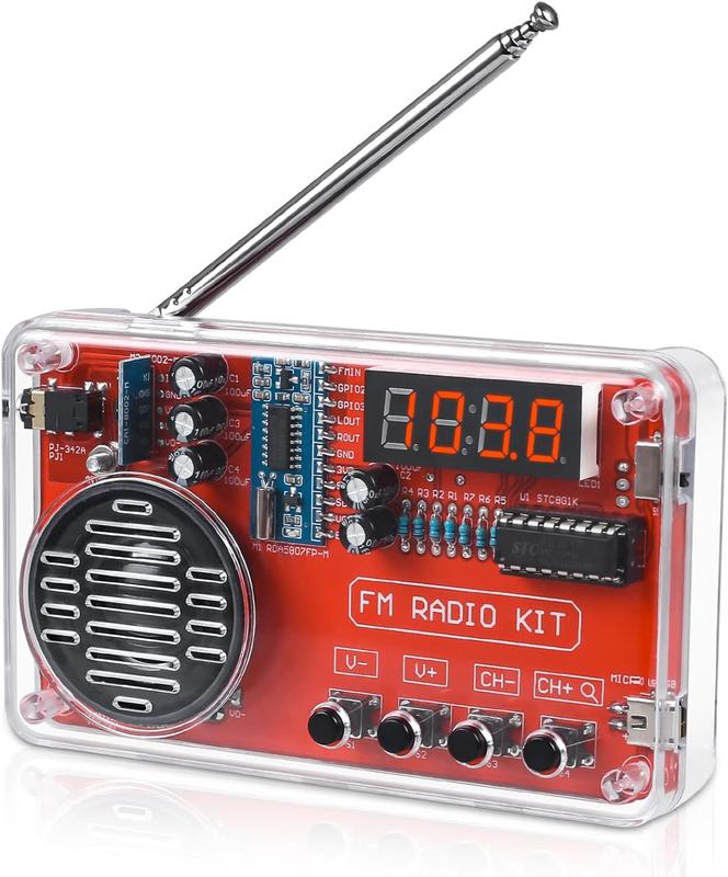 Portable FM Radio Kit, Soldering Project Radio FM 87-108MHz with Headphone Jack LED Display Automatic Station Search for High School Education Soldering Practice Creative