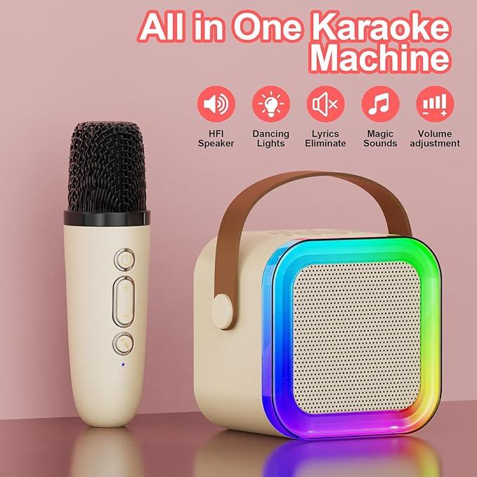 Portable Wireless Karaoke Speaker with Microphone, HIFI Stereo Sound Subwoofers, KTV Speaker Subwoofer with RGB Colorful LED  Karaoke Machine Sound System for Outdoor Sports Travel, Audio Device, birthday gifts for girls and children Christmas