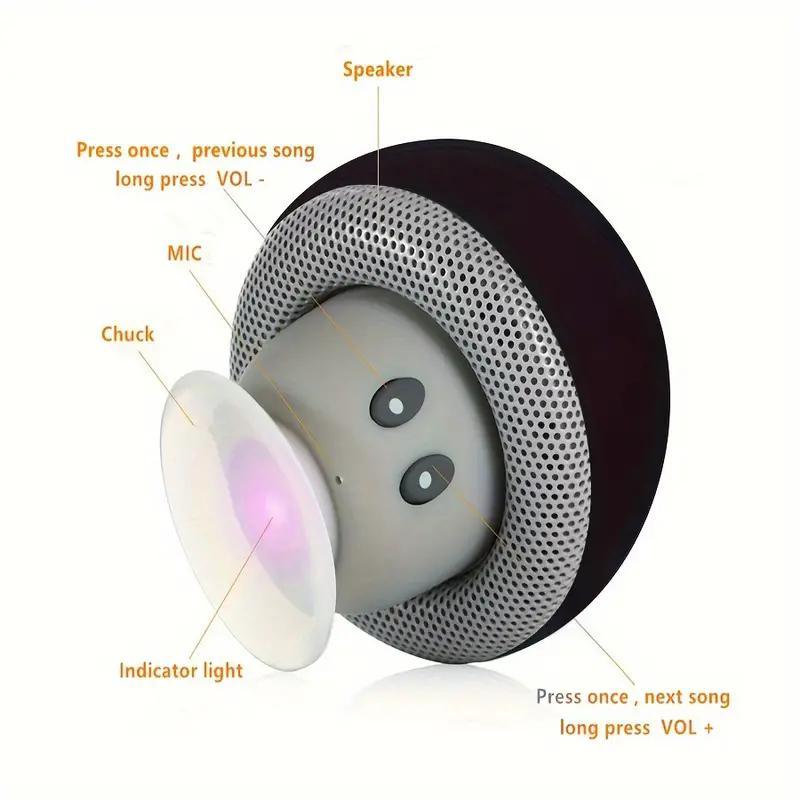 Mushroom Shaped Wireless Speaker, Portable Wireless Speaker with Suction Cup Stand, USB Rechargeable Wireless Speaker for Smartphone & Tablet