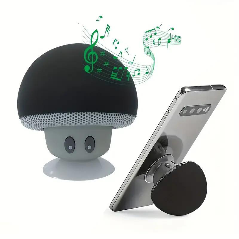 Mushroom Shaped Wireless Speaker, Portable Wireless Speaker with Suction Cup Stand, USB Rechargeable Wireless Speaker for Smartphone & Tablet