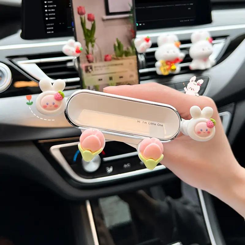 Cute Cartoon Design Car Phone Holder, Adjustable Car Air Outlet Phone Holder, Car Interior Accessories for Women & Girls