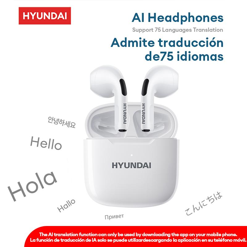 HYUNDAI HY T02 TWS  Bluetooth Translation Earphones Support 75 Languages Face-to-Face& Simultaneous ,Video Voice Real Time Translation Headphone Support Playing Music&Phone Calls Wireless Earbuds