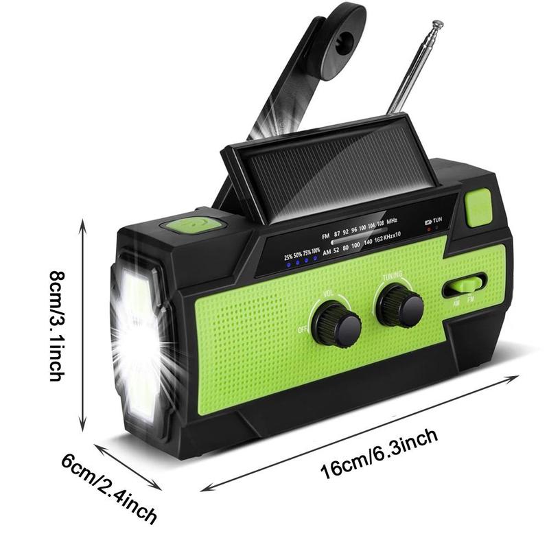 Summer Solar Hand Crank Audio Radio for Father's Day Gift, Weather Radio With Flashlight, 4000mAh Emergency Crank Radio with Power Bank Function for iPhone, Flashlight for Men, Rechargeable AM FM Weather Radio For Outdoor, Electronics, AM FM Radio