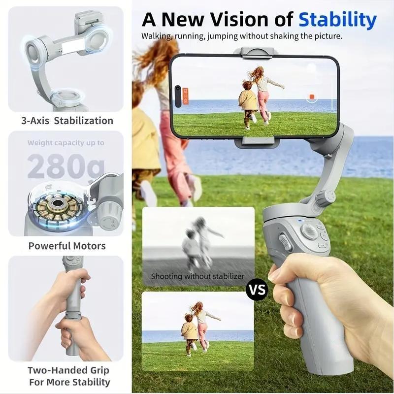 3 Axis Anti-shake Shooting Tripod Stand (1 Count), Summer Auto Face Tracking Gimbal Stabilizer, 360° Rotation Mobile Phone Gimbal Stabilizer, Selfie Accessories, Selfie Phone Tripod, Selfie Stick Gimbal, Smartphone Cellphone Accessories