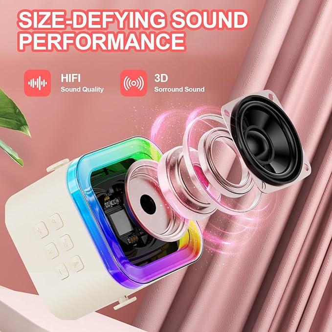 Portable Wireless Karaoke Speaker with Microphone, HIFI Stereo Sound Subwoofers, KTV Speaker Subwoofer with RGB Colorful LED  Karaoke Machine Sound System for Outdoor Sports Travel, Audio Device, birthday gifts for girls and children Christmas