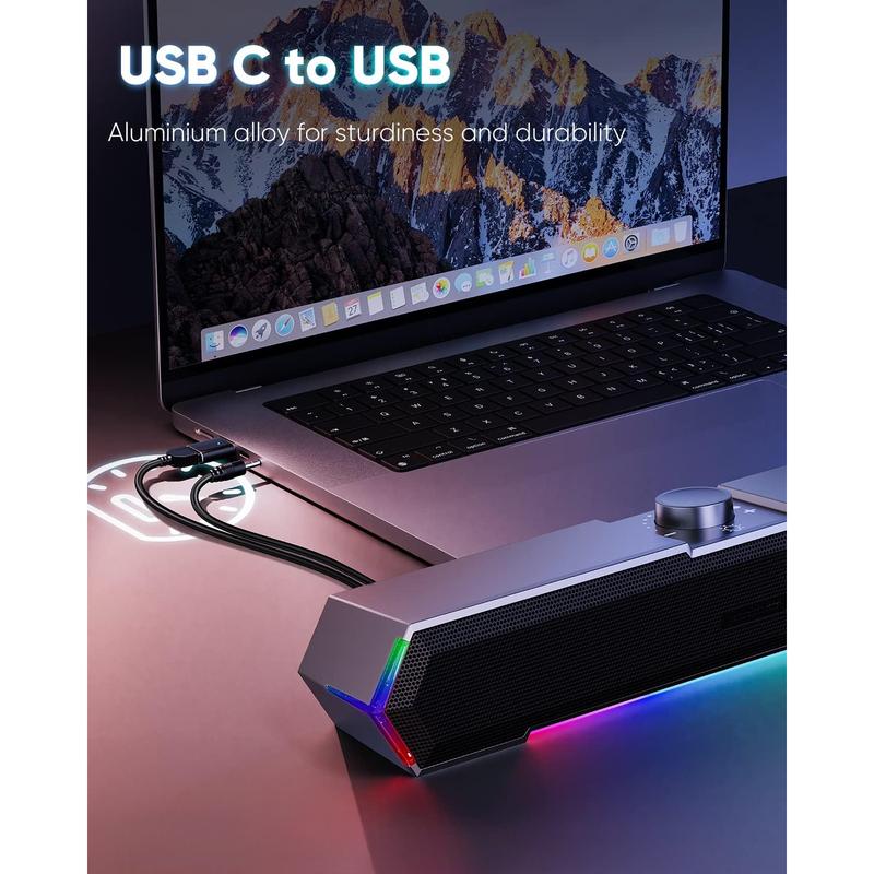 Computer Speakers for Desktop, Touch Lights PC Speakers with Surge Clear Sound, USB C USB Powered for Computer Desktop PC Laptop Monitor