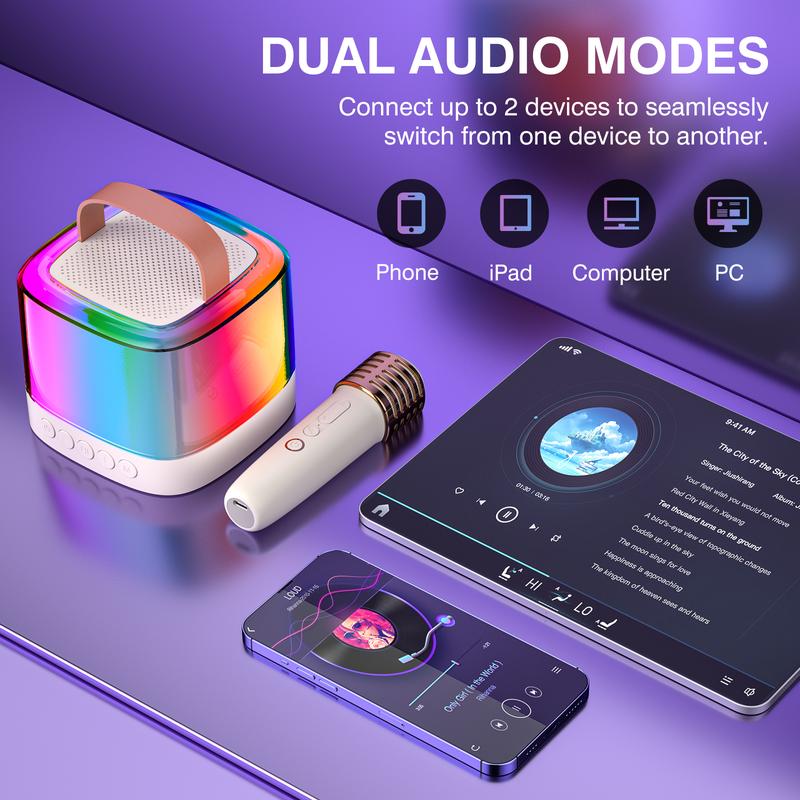 Featuring two Bluetooth microphone speakers, dual wireless microphones and colorful lights, the new 2024 Portable Karaoke Machine is loved by kids and adults alike, making it the perfect birthday gift for boys and girls ages 4-12. Audio Smartphone