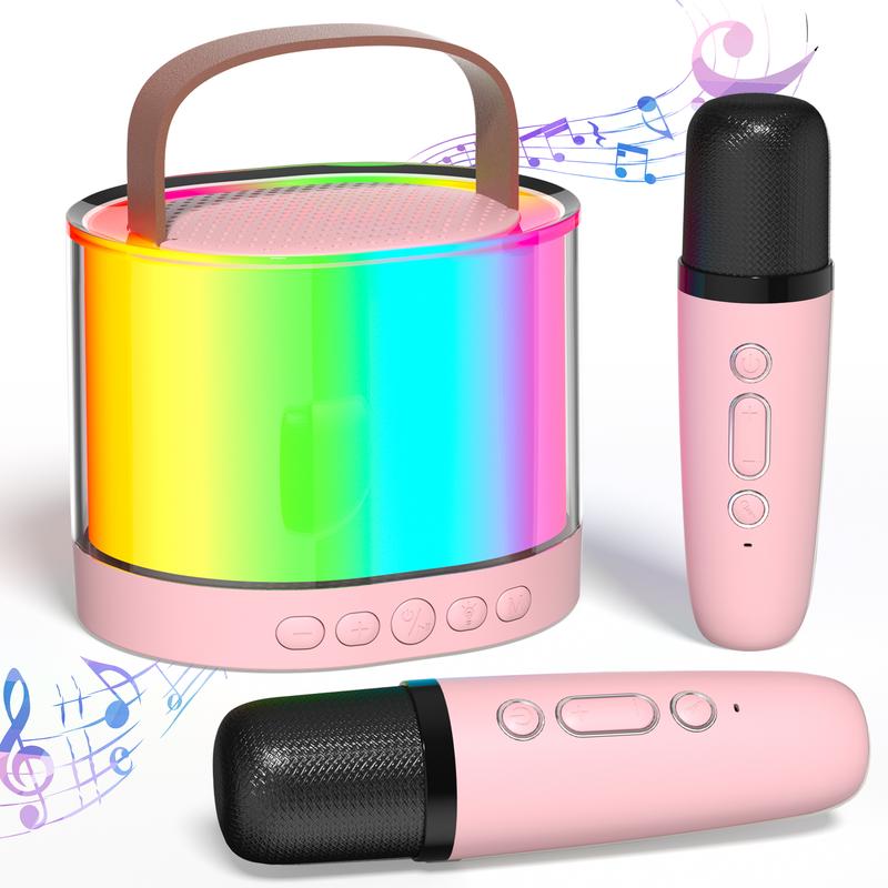 Upgraded Bluetooth mini karaoke machine K52! It is equipped with 2 Bluetooth wireless microphones and is a Christmas gift for boys and girls, Audio Smartphone!