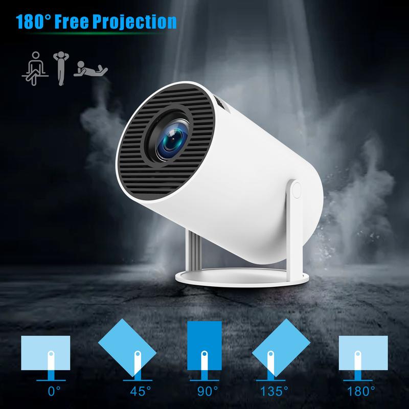 Mini Projector HY300 PRO, Auto Keystone Correction Portable Projector, 4K  200 ANSI Smart Projector with 2.4 5G WiFi, BT 5.0, 130 Inch Screen, 180 Degree Flip, Round Design, Home Video Projector