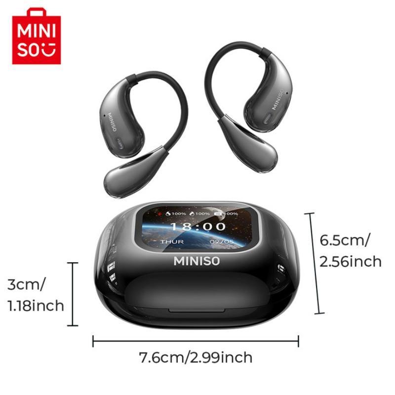 MINISO M95 Wireless Open-ear Earbuds, BT 5.4 Portable Waterproof Immersive Sound Earphones, 48 Hours Play Time OWS Music Headphones, Immersive Premium Sound Long Distance Connection Headset with Charging Case