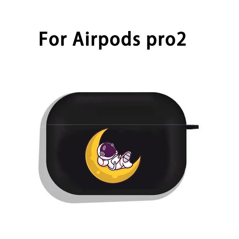 Cute Moon & Astronaut Design Earphone Case with Hiking Buckle, Shockproof & Anti-Fall TPU Earphone Cover for AirPods 1 2, 3, Pro, Pro 2, Gift for Friend