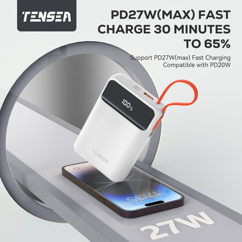 Tensea X9 Y18 Fast Charging Power Bank,Digital Display with built in cables, Chargeable Huge Capacity Portable Power Bank,For iPhone Series,Android Google Samsung Galaxy, Smartphone iPad Tablet Charger Accessories Devices, Christmas 2024 Ornament