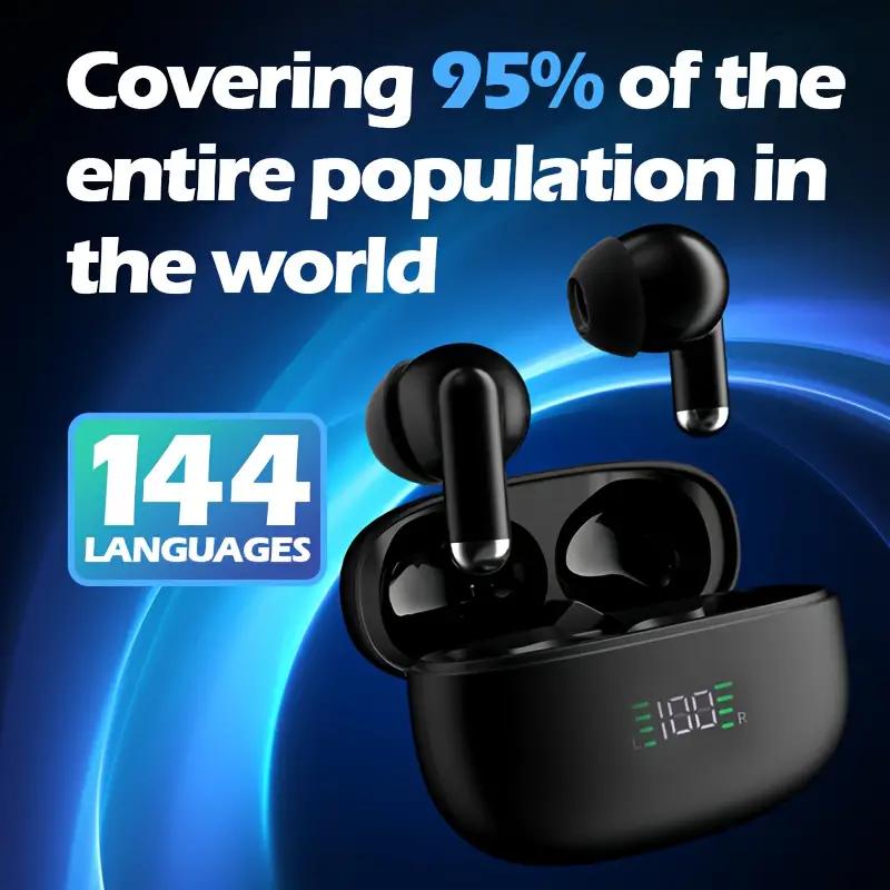 2024 New Language Translator Earbuds,Wireless Headphones with 144 Language Support,Intelligent Synchronization for Travel & Social Media,Fun Summer Gift, Electronics Audio Headphone Gift to return to school Back-to-School Gift