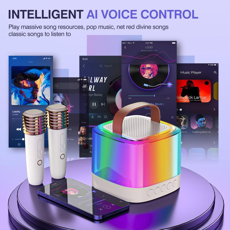 Featuring two Bluetooth microphone speakers, dual wireless microphones and colorful lights, the new 2024 Portable Karaoke Machine is loved by kids and adults alike, making it the perfect birthday gift for boys and girls ages 4-12. Audio Smartphone