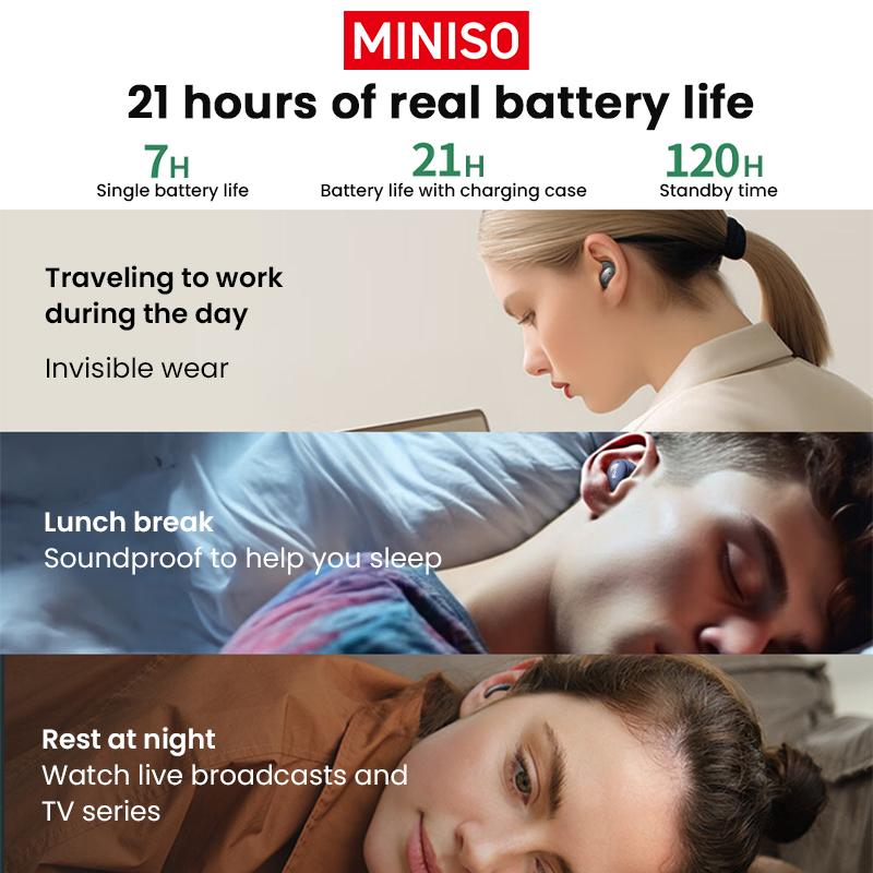 MINISO MS153 Wireless Sleep Earbuds Noise Blocking Headphones for Sleep Comfortable Fit Bluetooth 5.4 Earphones Side Sleeping In-Ear Headsets Noise reduction and sleep aid