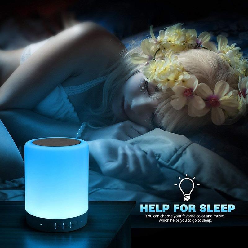 Wireless Bluetooth Speaker LED Touch Night Light Alarm Clock USB Rechargeable US