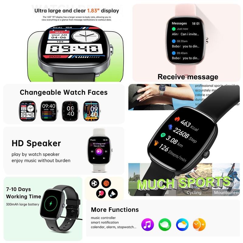 Multifunctional Smart Watch, Fashion Full Touch Screen Digital Watch with Multiple Sports Mode, Waterproof Sports Watch for Women & Men