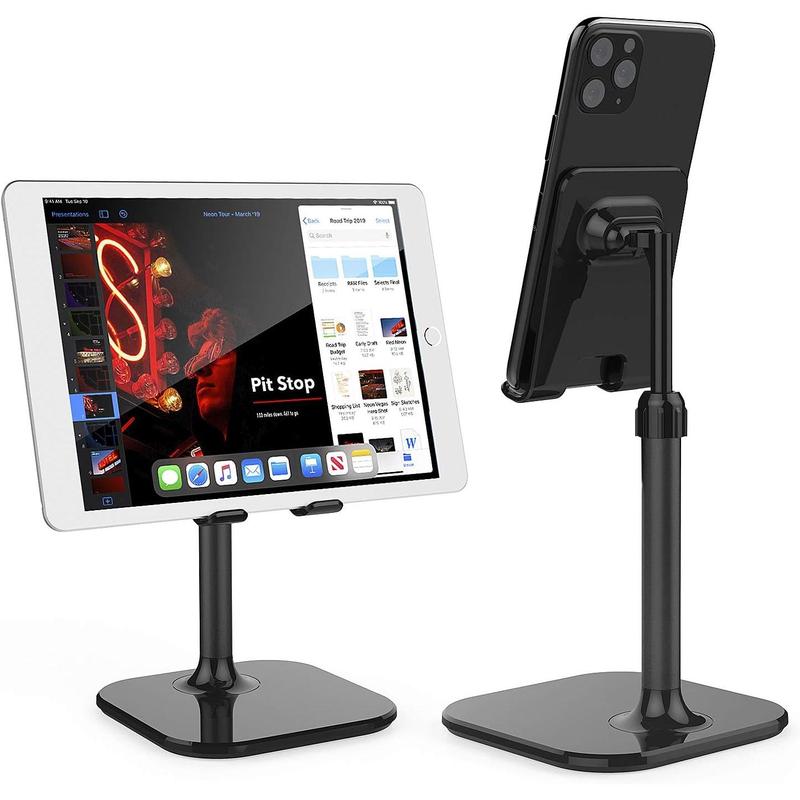 Cell Phone Stand, Phone Stand for Desk, Phone Holder Stand Compatible with iPhone and All Mobile Phones Tablet, Christmas Stocking Stuffers Gifts for Adults Women Men Mom Wife, Black Cellphone Smartphone