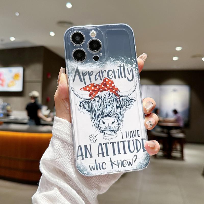 Cartoon Cute Bull Pattern Phone Case, Anti-drop Decorative Phone Protector Cover, Phone Accessories Compatible with iPhone Series