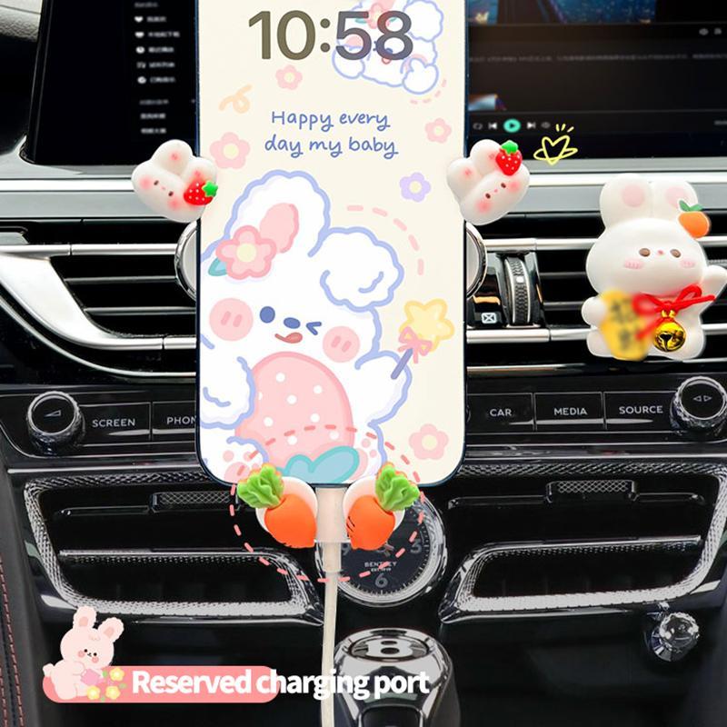 Cute Cartoon Design Car Phone Holder, Adjustable Car Air Outlet Phone Holder, Car Interior Accessories for Women & Girls