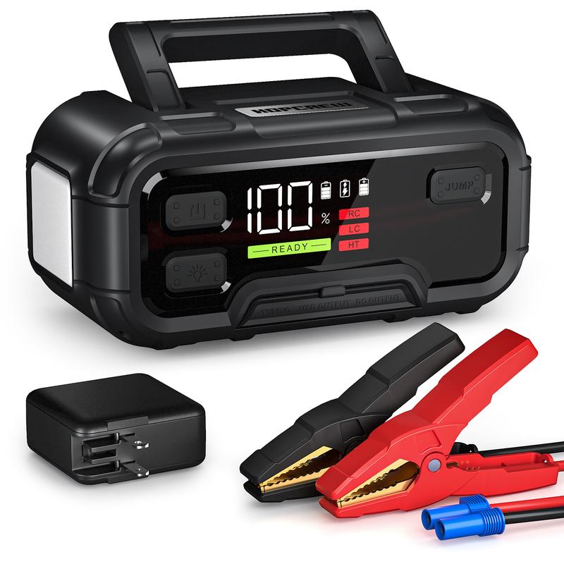 HOPCREW 6000A Jump Starter – 32000mAh 12V Battery Booster for Gas & Up to 12L Diesel Engines, LED Display & 60W PD Fast Charger, Built-in LED Light