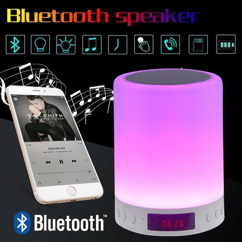 Wireless Bluetooth Speaker LED Touch Night Light Alarm Clock USB Rechargeable US