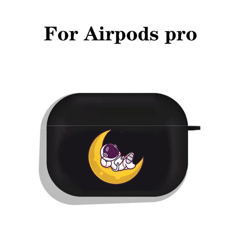 Cute Moon & Astronaut Design Earphone Case with Hiking Buckle, Shockproof & Anti-Fall TPU Earphone Cover for AirPods 1 2, 3, Pro, Pro 2, Gift for Friend