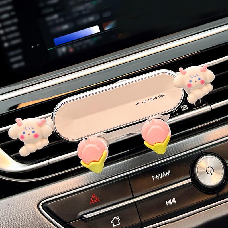 Cute Cartoon Design Car Phone Holder, Adjustable Car Air Outlet Phone Holder, Car Interior Accessories for Women & Girls