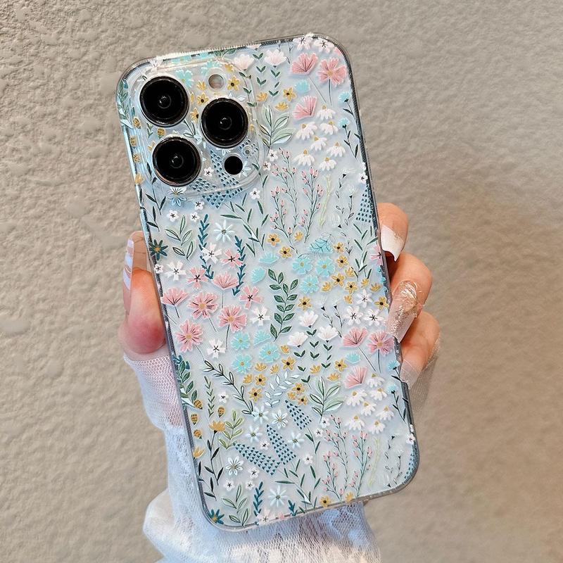 Flower Pattern Cellphone Protective Case for iPhone 16 Pro Max Case iPhone 15 Pro Max Case iPhone 14 Pro Max Case iPhone 11 Cases, Anti-drop Phone Cases, Decorative Phone Protector Cover, Shockproof Smartphone Accessories