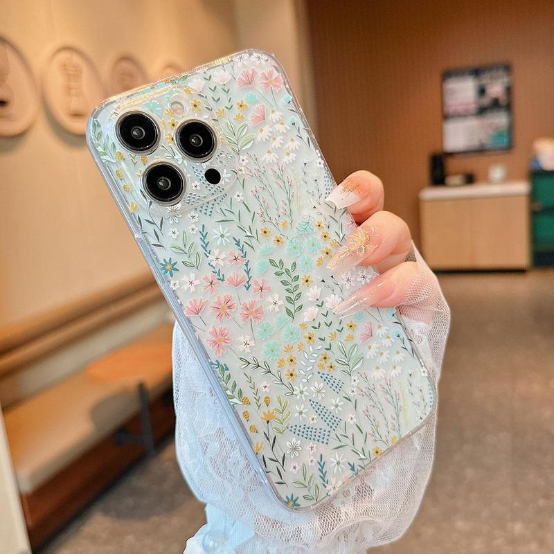 Flower Pattern Cellphone Protective Case for iPhone 16 Pro Max Case iPhone 15 Pro Max Case iPhone 14 Pro Max Case iPhone 11 Cases, Anti-drop Phone Cases, Decorative Phone Protector Cover, Shockproof Smartphone Accessories