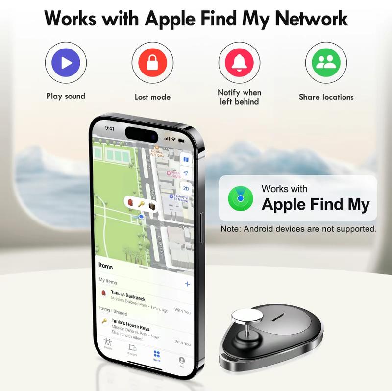 (Only for iPhone) tag, Item Finder, tracker, Apple Find My Compatible, for Car, Children, Elderly, Pet, Key, Luxury Belongings.