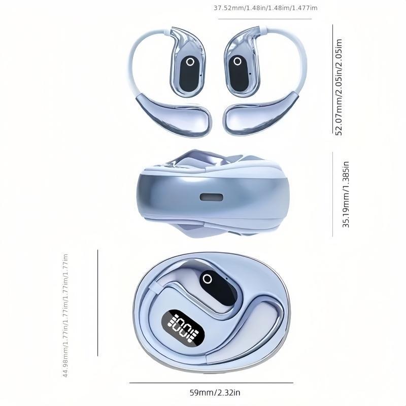 Wireless Open-ear Headphone with Charging Case, Bluetooth-compatible Earphone with Built-in Mic, HiFi Sound Quality Music Earbuds for Gaming Travel Sports