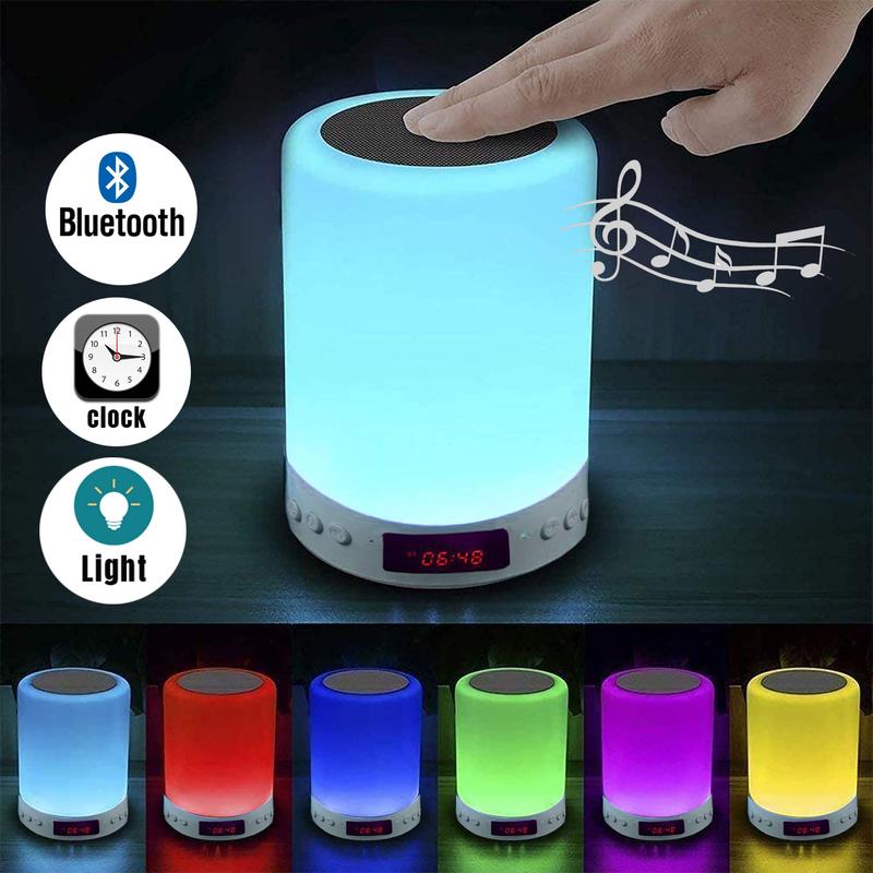 Wireless Bluetooth Speaker LED Touch Night Light Alarm Clock USB Rechargeable US