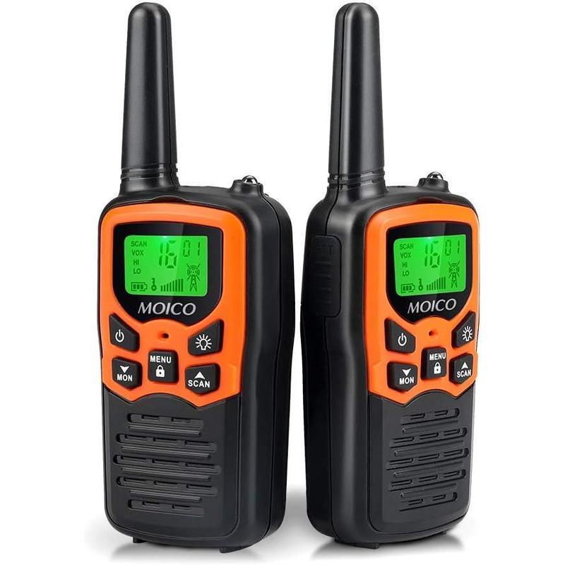 Walkie Talkies,Long Range Walkie Talkies for Adults with 22 FRS Channels, Family Walkie Talkie with LED Flashlight VOX LCD Display for Hiking Camping Trip (Orange 2 Pack)