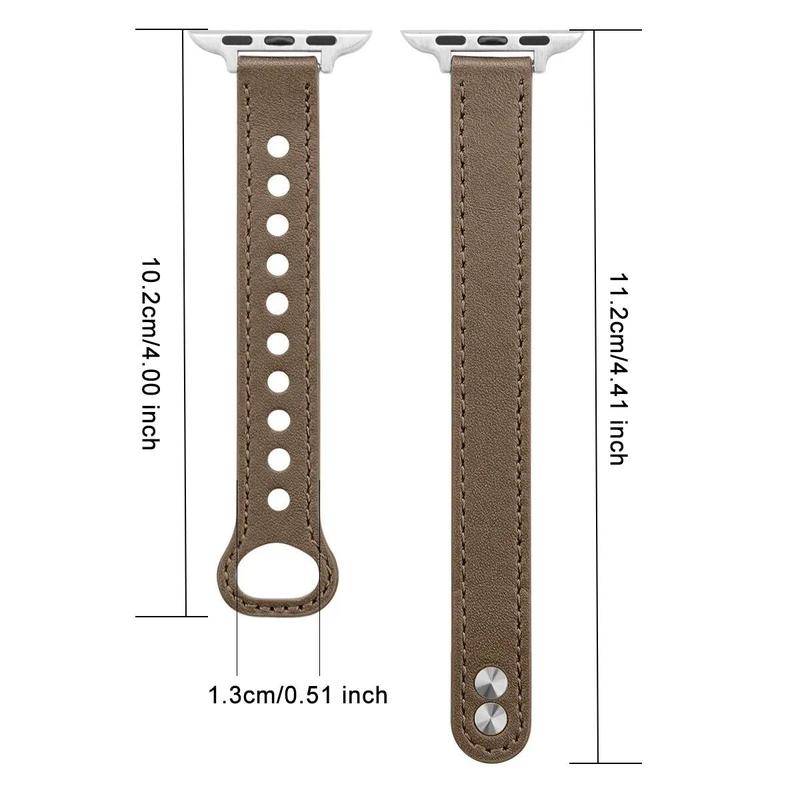 Faux Leather Watch Band (Band Only), 1 Count Fashionable Watch Band for Women, Slim Wristband for Apple Watch Series 10 9 8 7 6 5 4 SE Ultra