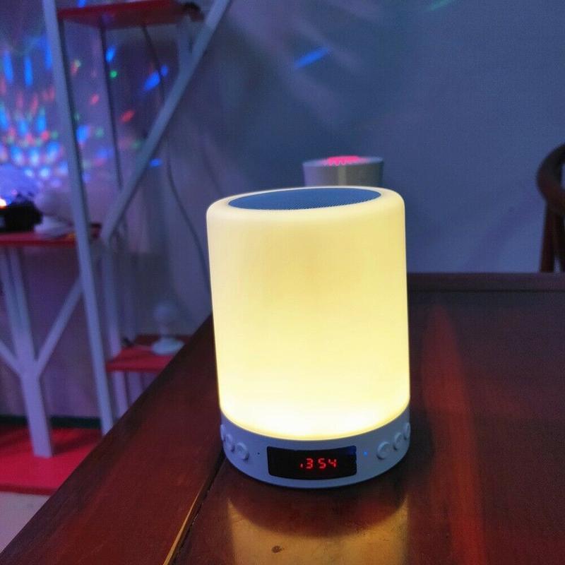 Wireless Bluetooth Speaker LED Touch Night Light Alarm Clock USB Rechargeable US