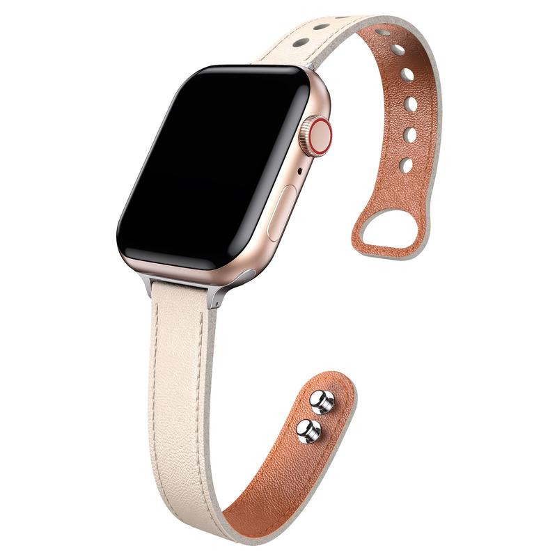 Faux Leather Watch Band (Band Only), 1 Count Fashionable Watch Band for Women, Slim Wristband for Apple Watch Series 10 9 8 7 6 5 4 SE Ultra