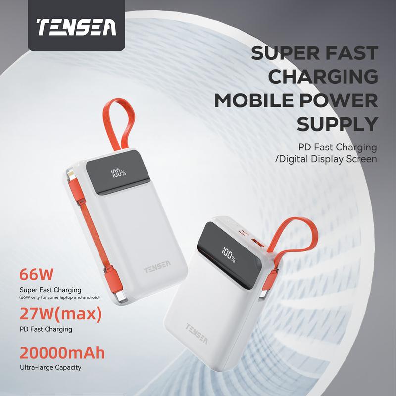 Tensea X9 Y18 Fast Charging Power Bank,Digital Display with built in cables, Chargeable Huge Capacity Portable Power Bank,For iPhone Series,Android Google Samsung Galaxy, Smartphone iPad Tablet Charger Accessories Devices, Christmas 2024 Ornament