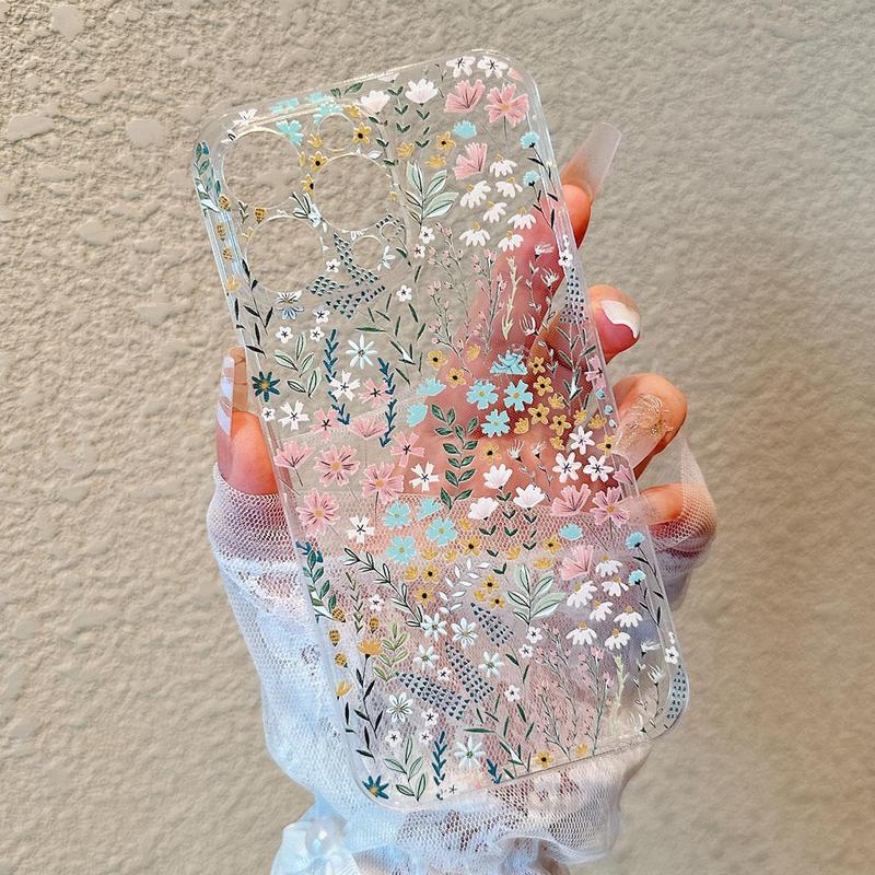 Flower Pattern Cellphone Protective Case for iPhone 16 Pro Max Case iPhone 15 Pro Max Case iPhone 14 Pro Max Case iPhone 11 Cases, Anti-drop Phone Cases, Decorative Phone Protector Cover, Shockproof Smartphone Accessories