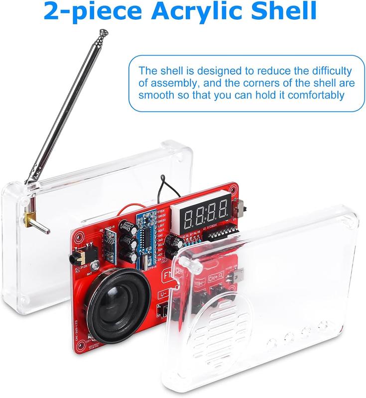 Portable FM Radio Kit, Soldering Project Radio FM 87-108MHz with Headphone Jack LED Display Automatic Station Search for High School Education Soldering Practice Creative