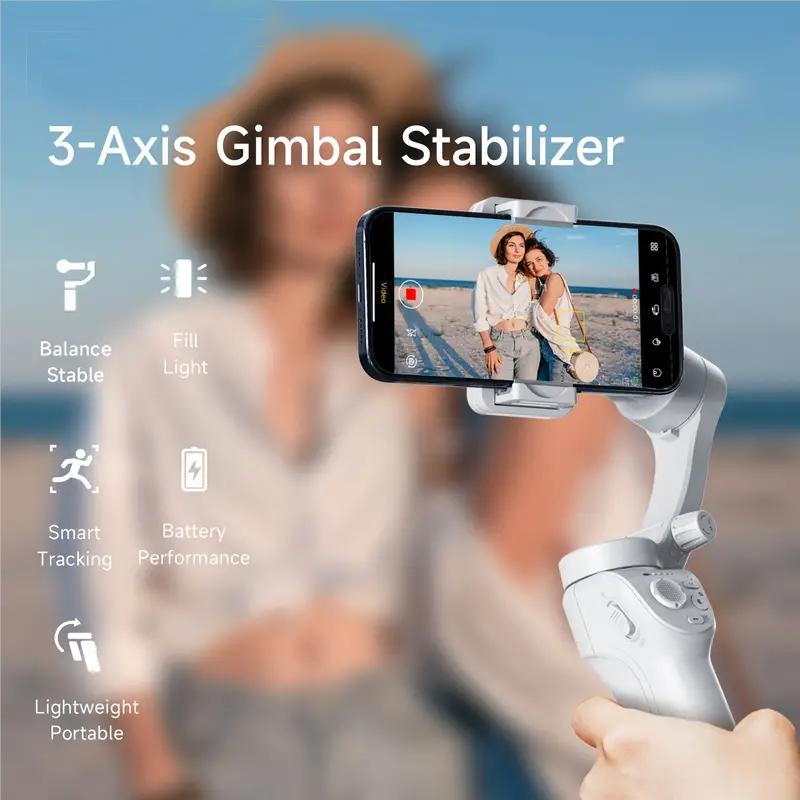 3 Axis Anti-shake Shooting Tripod Stand (1 Count), Summer Auto Face Tracking Gimbal Stabilizer, 360° Rotation Mobile Phone Gimbal Stabilizer, Selfie Accessories, Selfie Phone Tripod, Selfie Stick Gimbal, Smartphone Cellphone Accessories