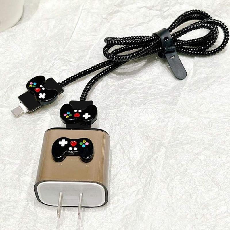 Game Console Design Charger Protective Case, Anti-breakage & Anti-dirt Data Cable Protector, Decorative Charger Cover Compatible with iPhone 20W Charger