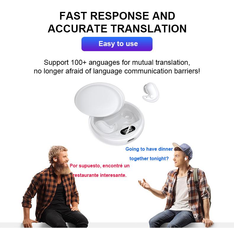 2024 New Language Translator Earbuds,Wireless Headphones with 144 Language Support,Intelligent Synchronization for Travel & Social Media,Fun Summer Gift, Electronics Audio Headphone Gift to return to school Back-to-School Gift